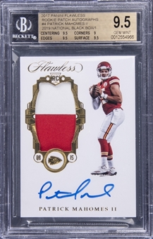 2019 Panini National Black Box "2017 Flawless Rookie Patch Autographs" #4 Patrick Mahomes II Signed Patch Rookie Card (#1/1) - BGS GEM MINT 9.5/BGS 10